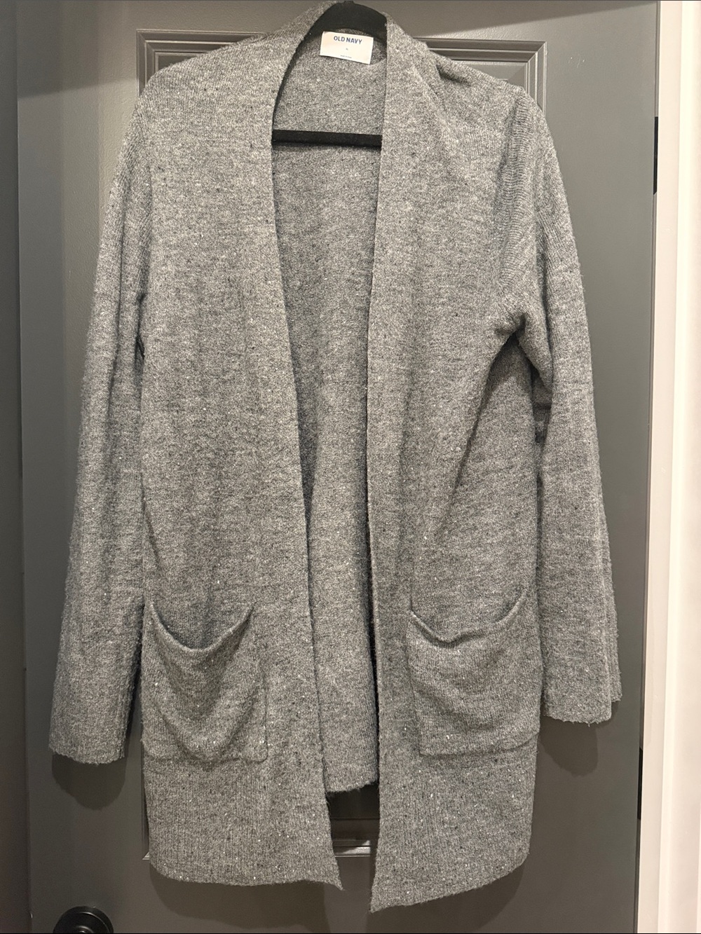 Old Navy Heather Gray Open-Front Pocket Cardigan